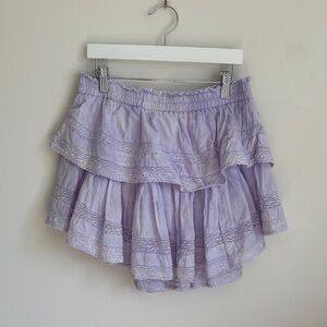 LoveShackFancy Lilac Ruffle Mini Skirt